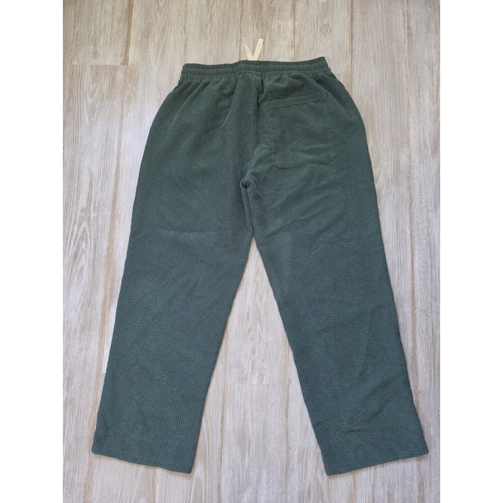 Super Massive Green Corduroy Lounge Pants Drawstring Wide Leg Womens Sz L EUC - Picture 9 of 9